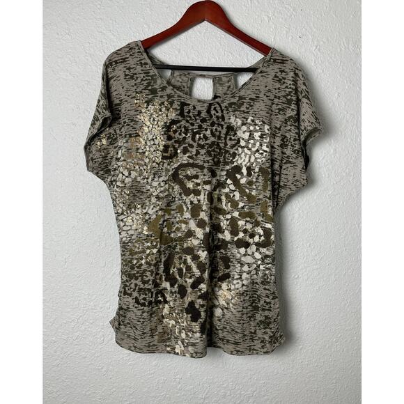 Contemporary Style Signature Studio Gray Green Camo Shirt with Gold Foil Size XL - Picture 1 of 16